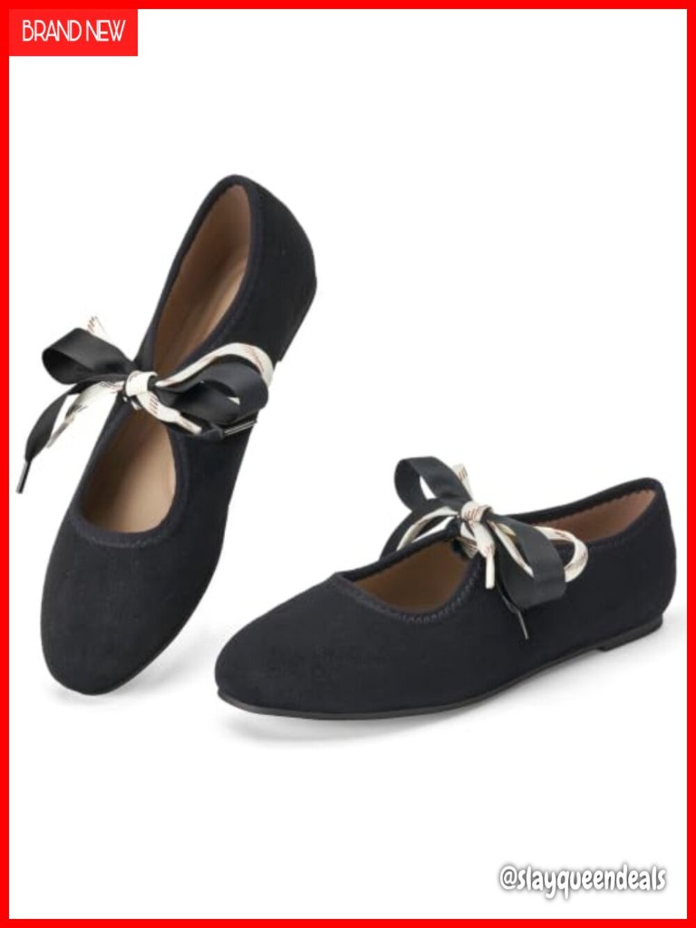 Suede Ballet Flats Mary Jane Bow Arch Support Cushioned